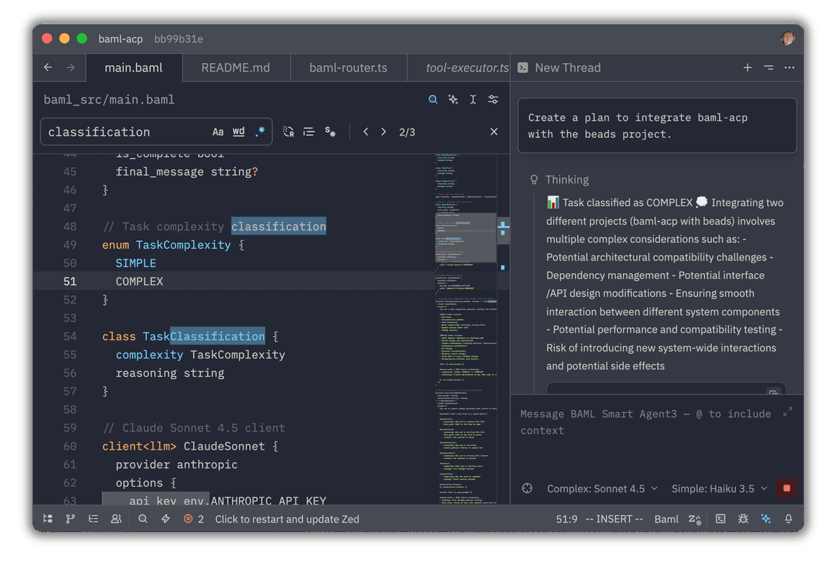 Screenshot of baml-acp in action