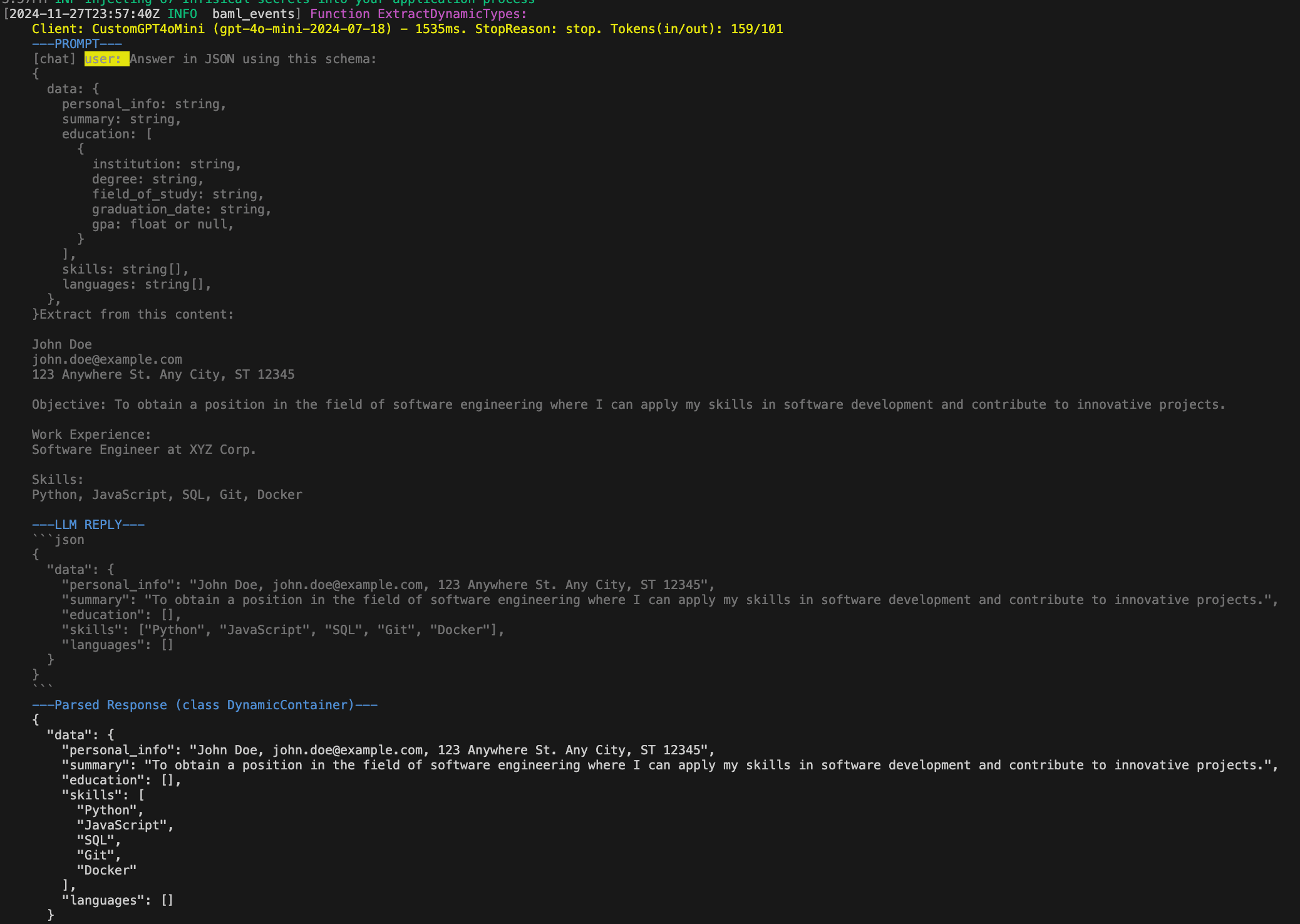 Generating Structured Output from a Dynamic JSON schema